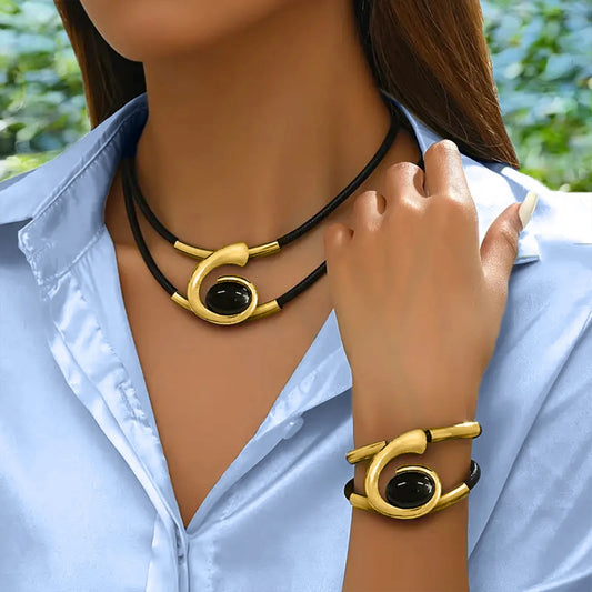 Retro Bohemian Spiral Necklace &amp; Bracelet Set