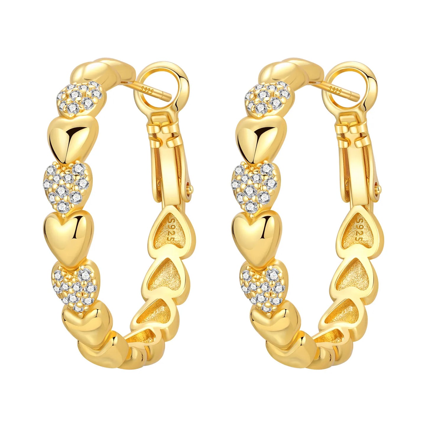 S925 Sterling Silver 18K Gold Square Hoop Earrings