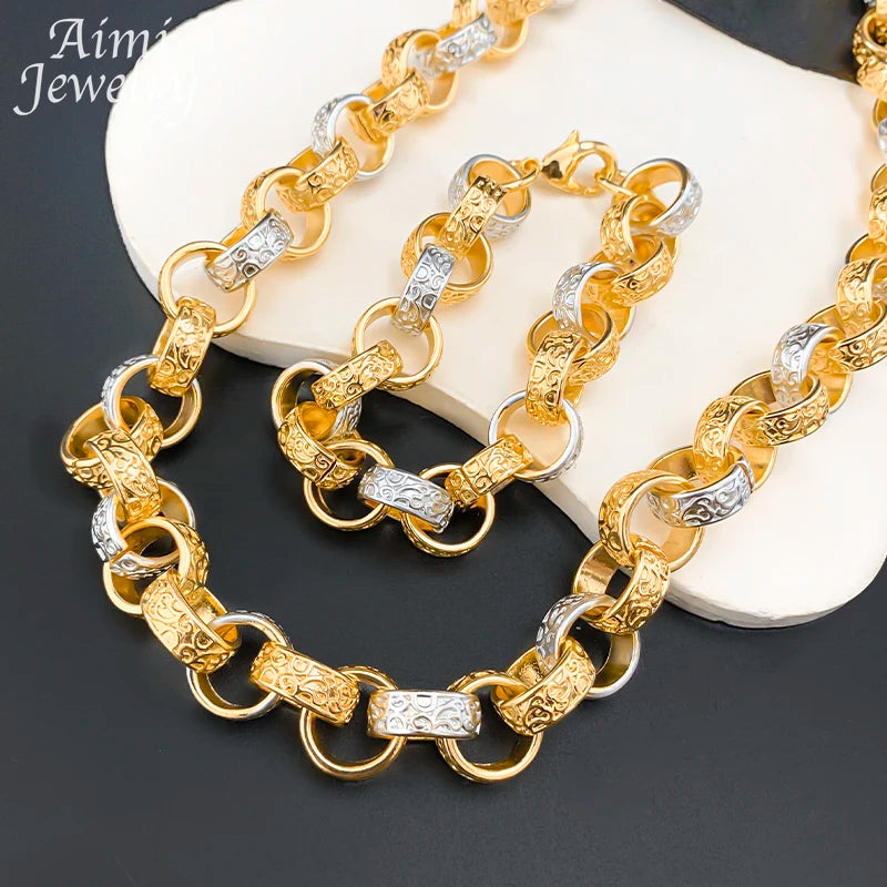 Long Chain Golden Choker TJewelry Set