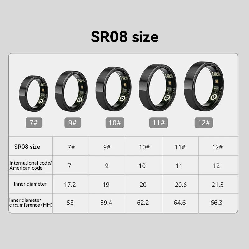 Unisex Smart Ring SR08 Bluetooth Health Sleep Heart Rate   New 2025
