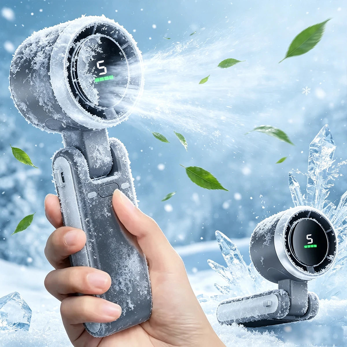 Handheld Folding Fan Type-C Charge Ports Portable