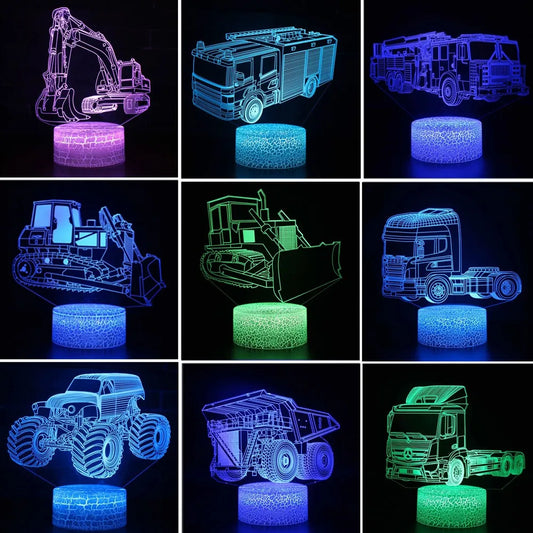Car,Truck,Tractor,Excavator 3D Night Light LED Touch