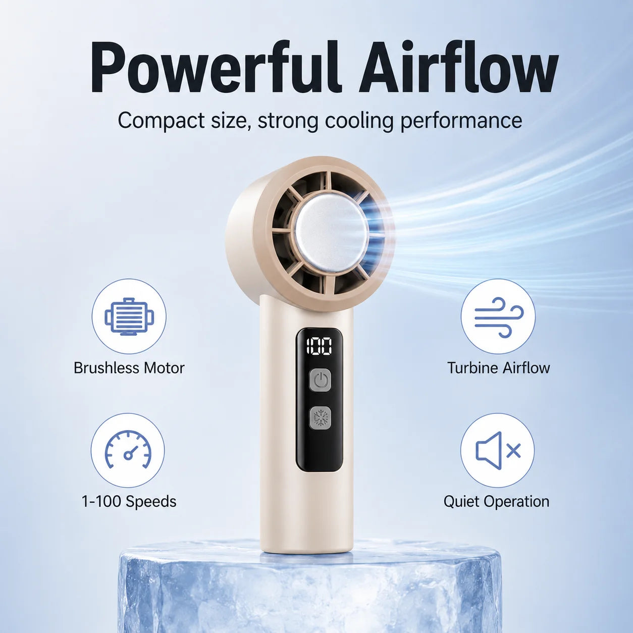 Portable Handheld Cooling Fan, with Cooling Plate