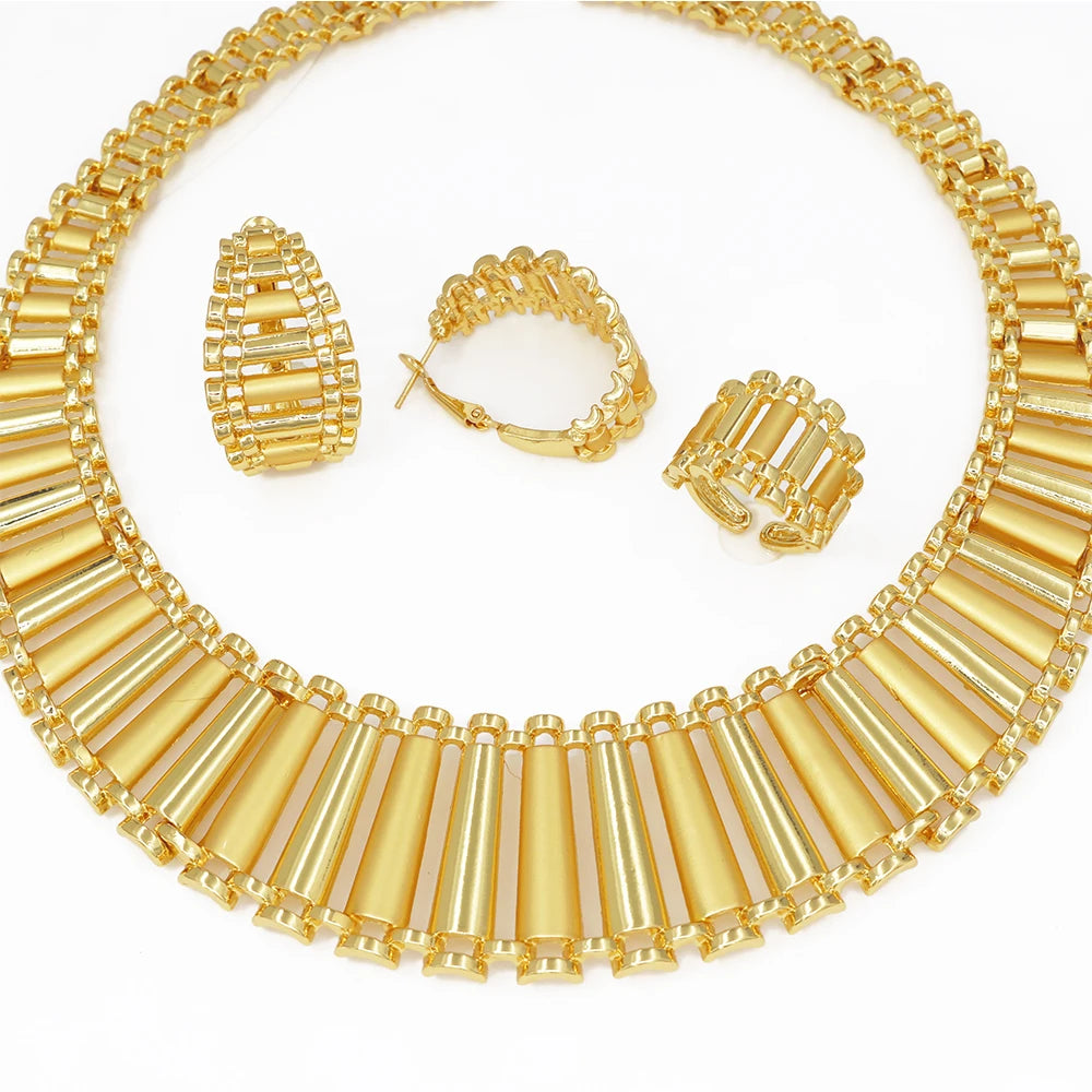 Luxury Jewelry Set Exaggerate Big Necklace Bracelet Earring Ring Set