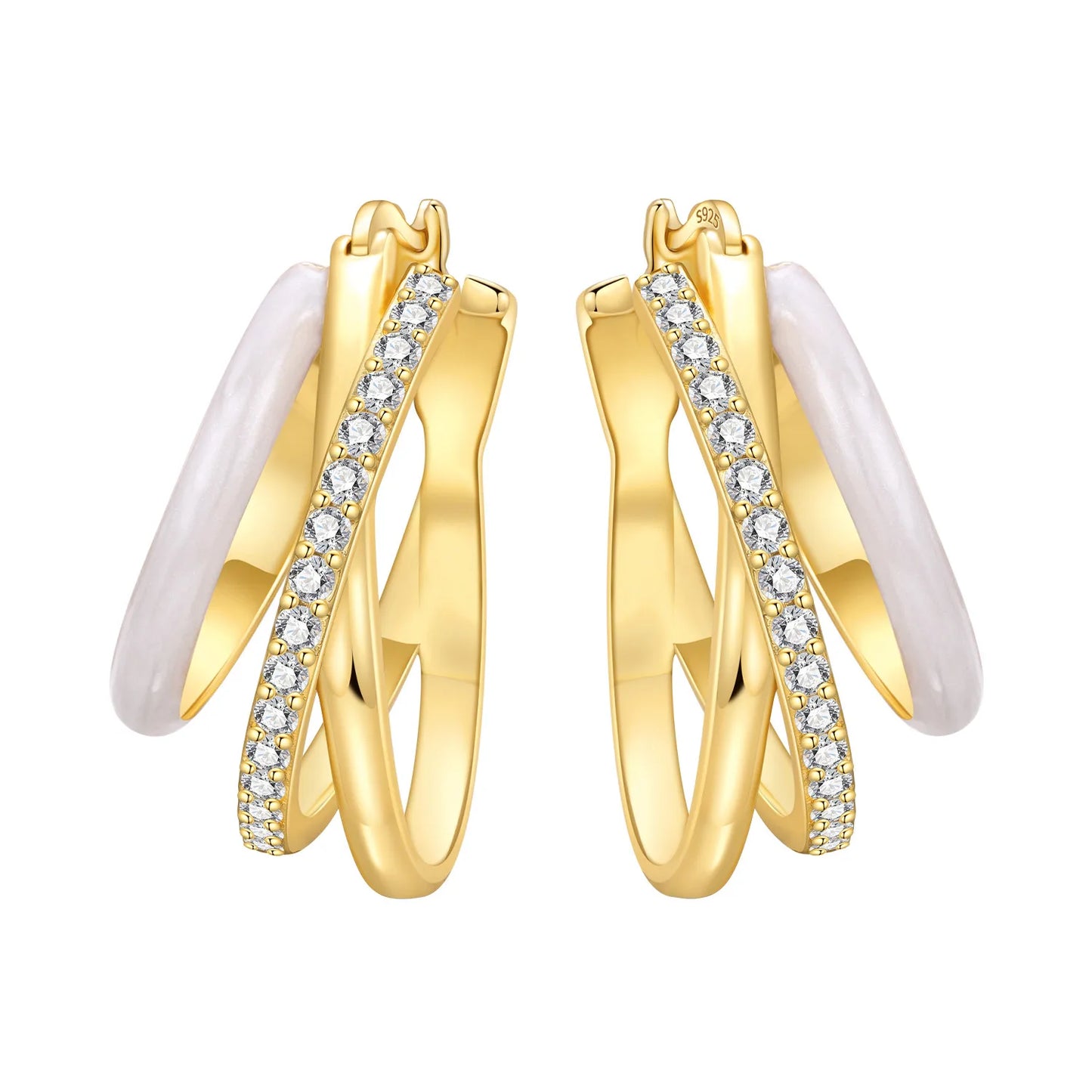 S925 Sterling Silver 18K Gold Square Hoop Earrings