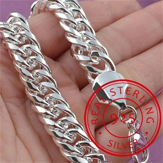 Fine Noble 925 Sterling Silver Solid Chain Bracelet For Women Men