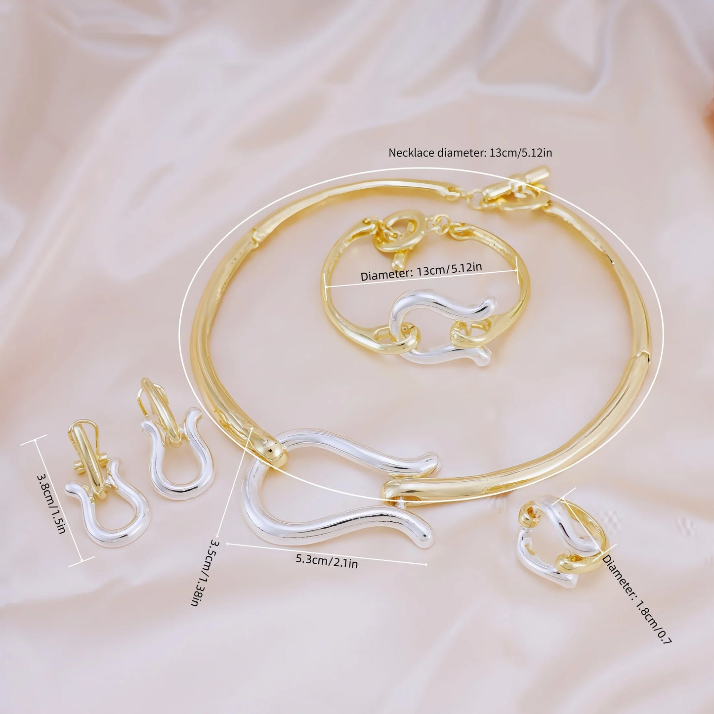 Women Gold Color Choker Necklace Earrings Bracelets Ring - Buy One Get One 🔥