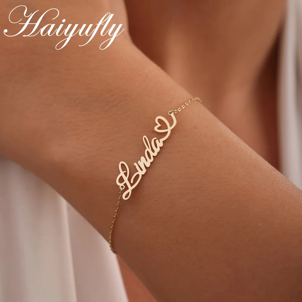 Personalized Custom Name Bracelet for Women Heart Paw