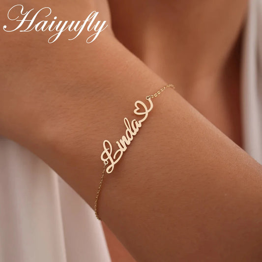 Personalized Custom Name Bracelet for Women Heart Paw
