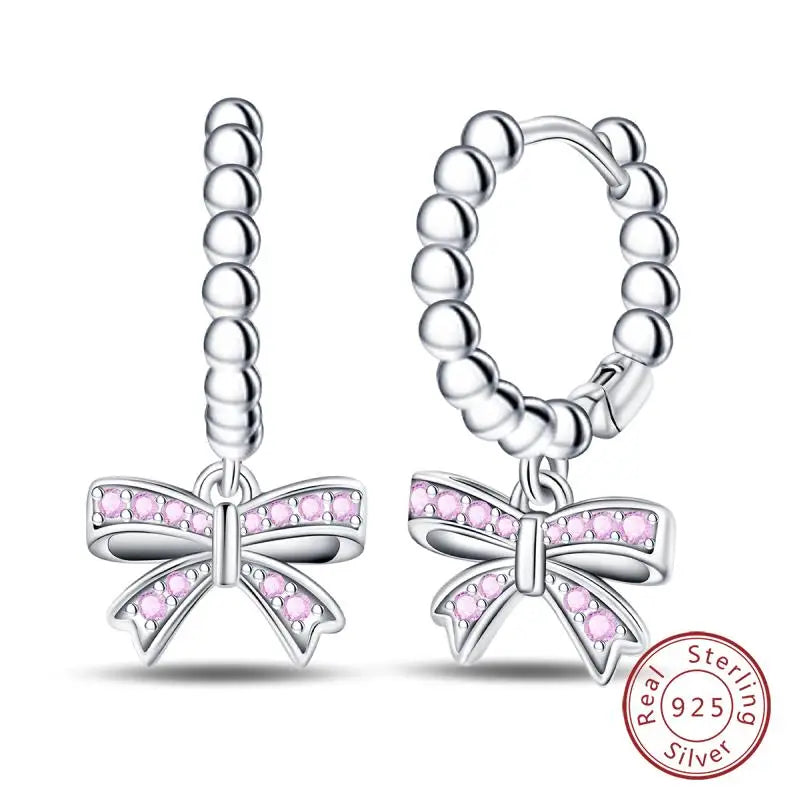 925 Sterling Silver Earrings Charm Simple Shiny Zirconia - Buy One Get