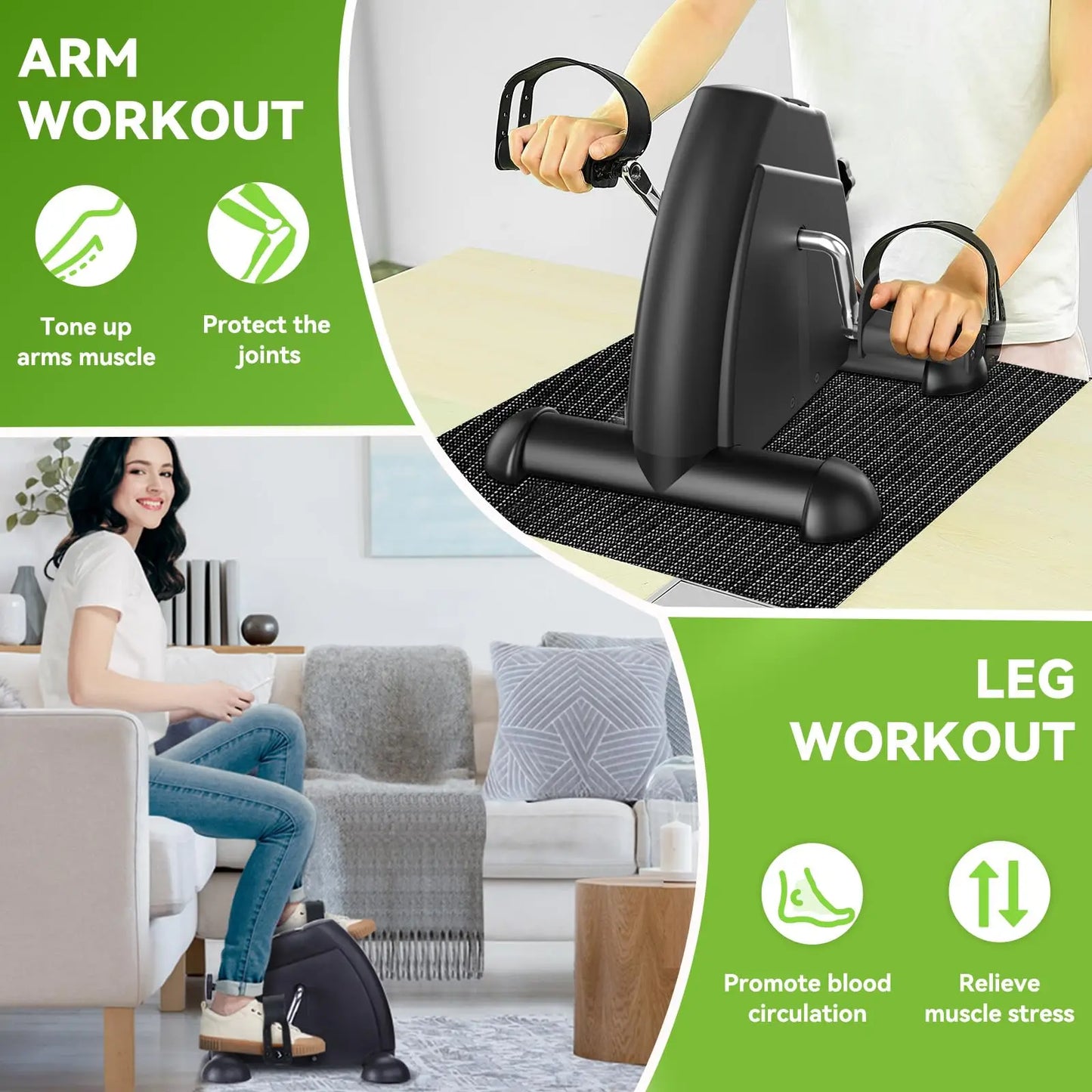 Portable Mini Exercise Bike with LCD Display and Anti-Skid Mat for Home Office