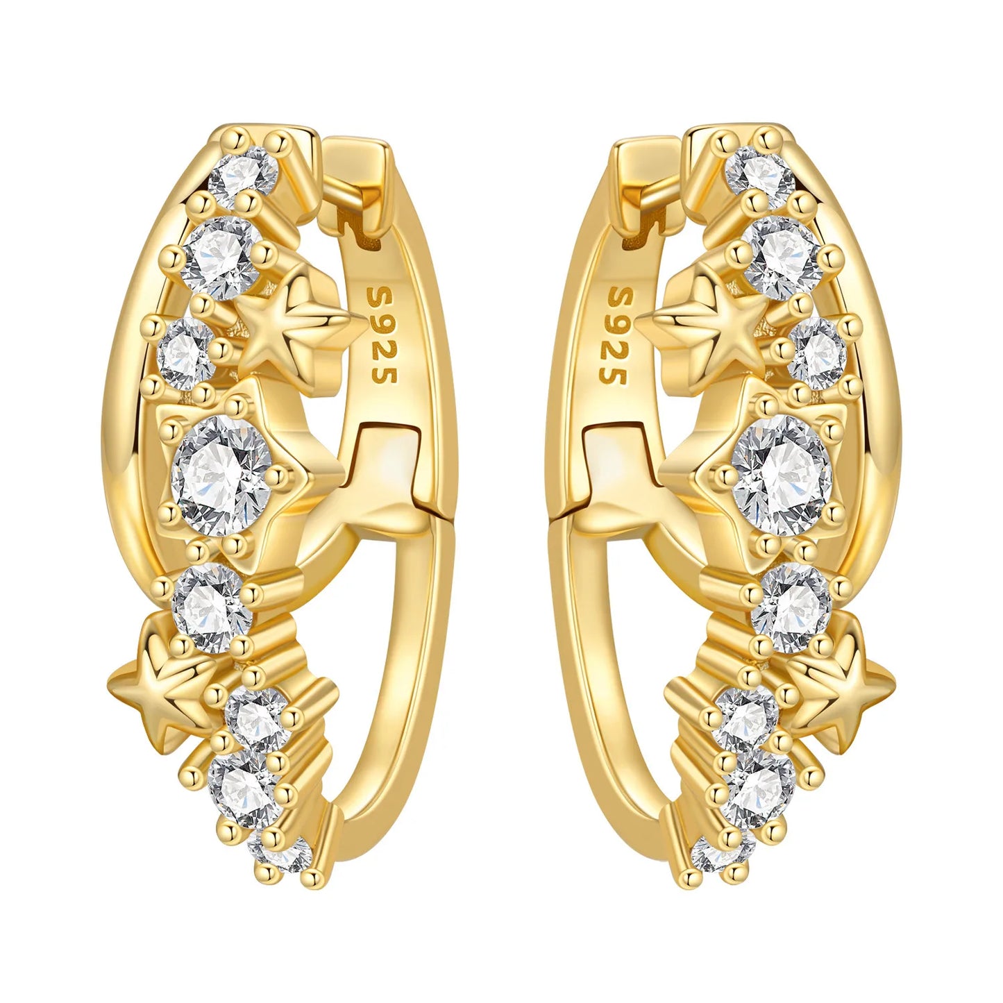 S925 Sterling Silver 18K Gold Square Hoop Earrings