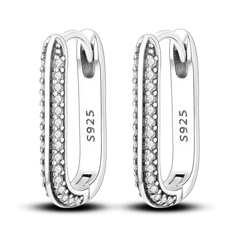 925 Sterling Silver Large Double Circle Hoop Earrings CZ Zircona -BOGO 🔥
