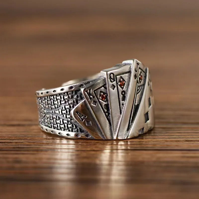 vintage open-ring unisex poker card-shaped Ring for men - Bogo 🔥