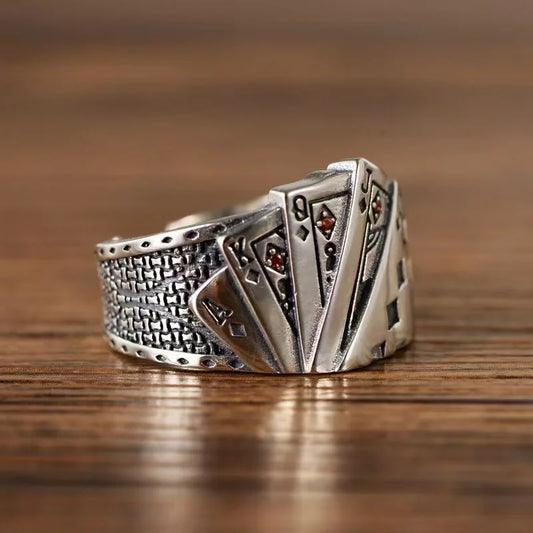 vintage open-ring unisex poker card-shaped Ring for men - Bogo 🔥