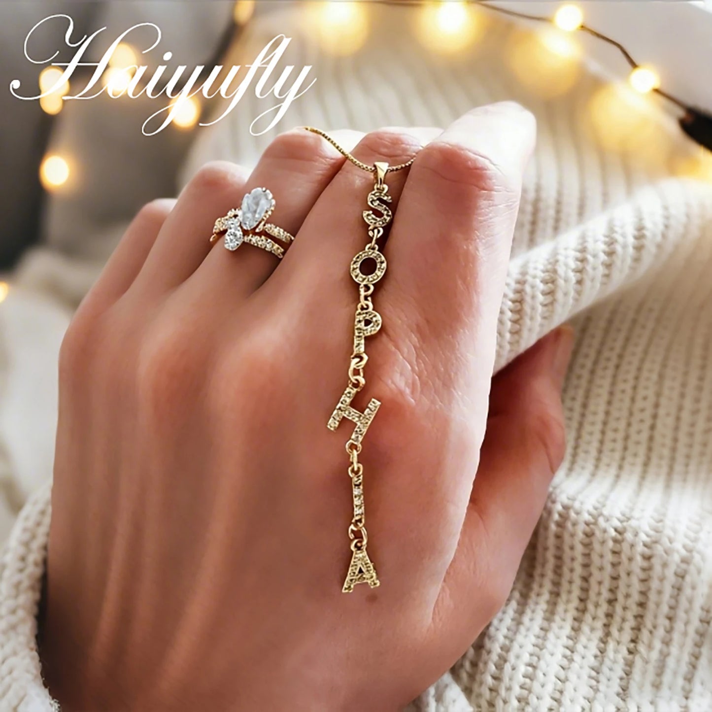Custom Bling Name Necklace for Women Zircon