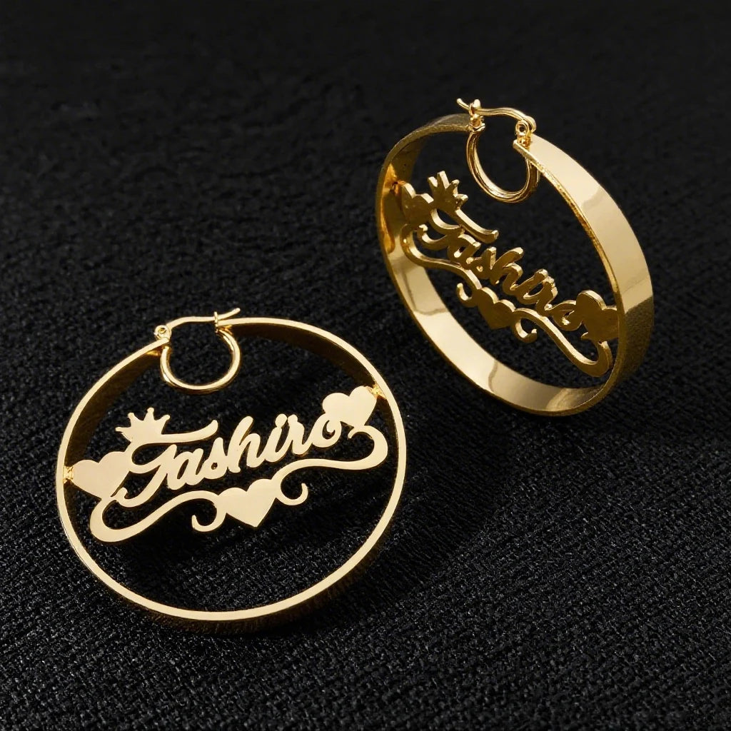 50mm Personalized Custom Name Earrings Hoops - Buy One Get One Free 🔥