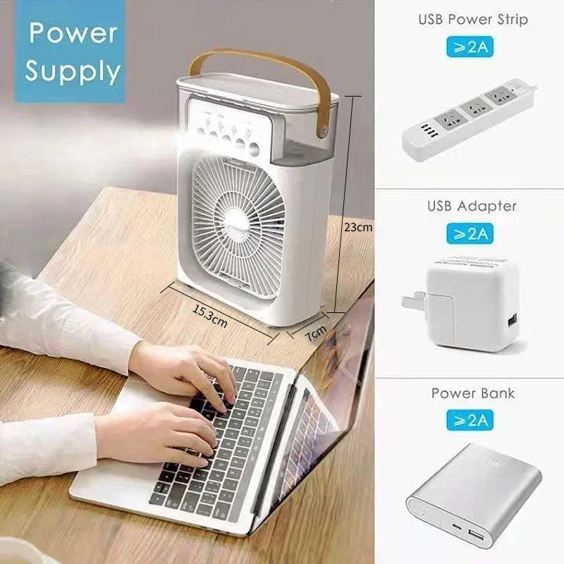 3 In 1 Fan AIr Conditioner Household Mini Air Cooler LED Night Light