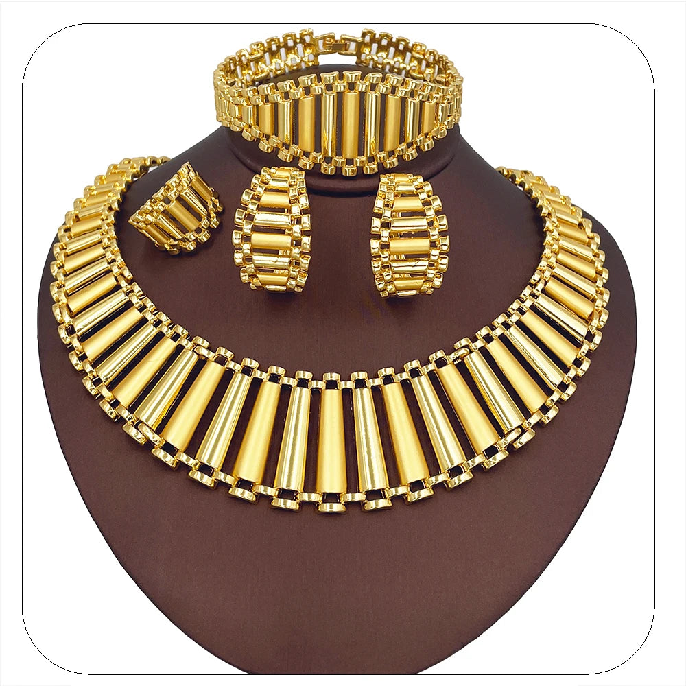 Luxury Jewelry Set Exaggerate Big Necklace Bracelet Earring Ring Set