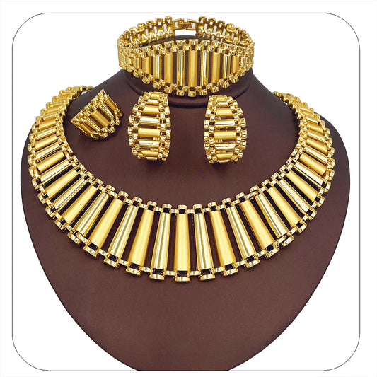 Luxury Jewelry Set Exaggerate Big Necklace Bracelet Earring Ring Set