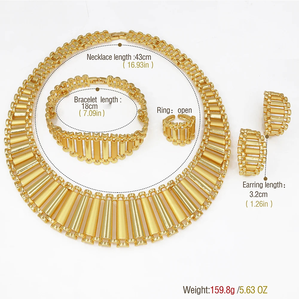 Luxury Jewelry Set Exaggerate Big Necklace Bracelet Earring Ring Set