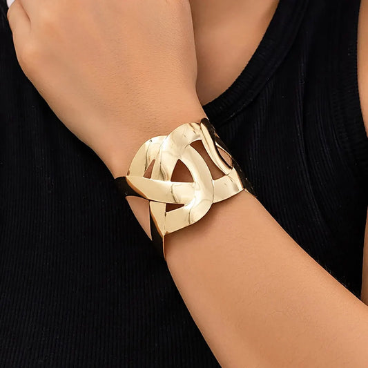 Vintage Geometric Cross Wide Cuff Bracelet for Women