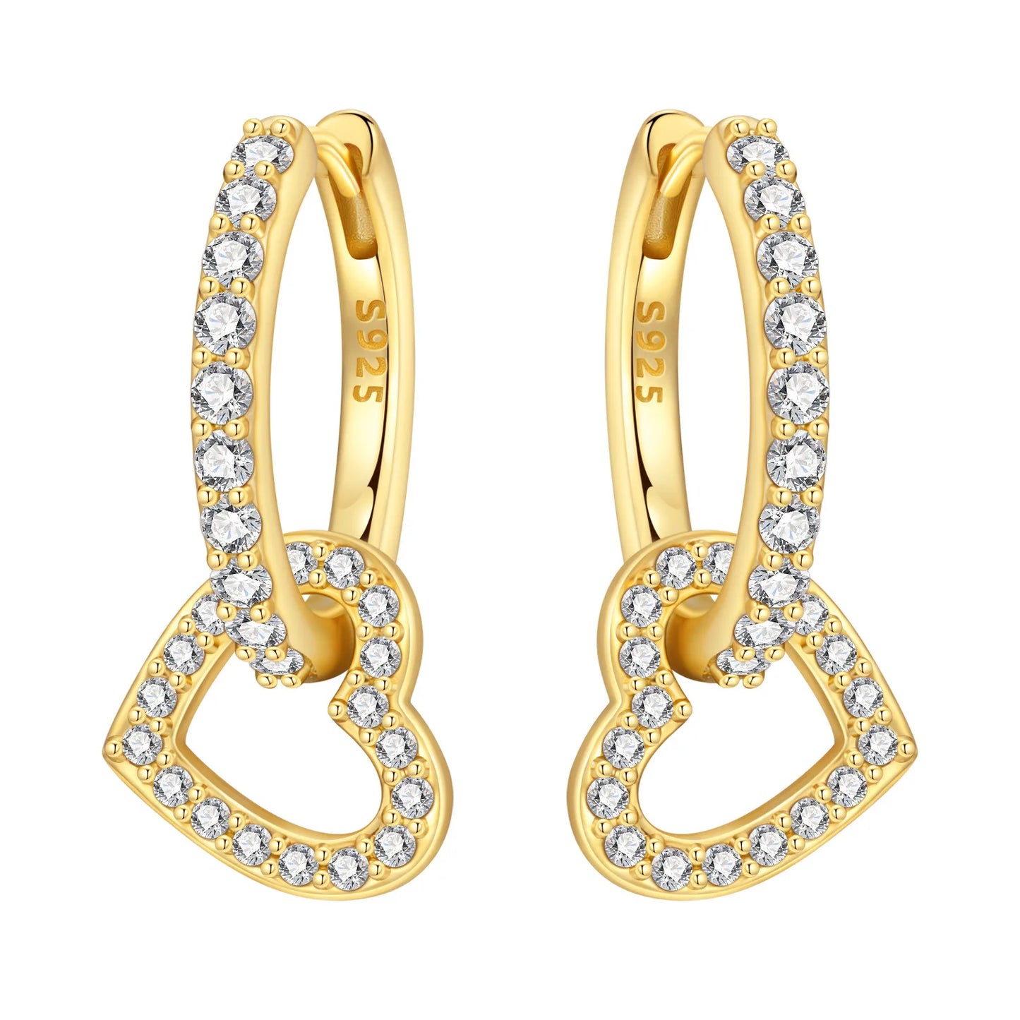 S925 Sterling Silver 18K Gold Square Hoop Earrings