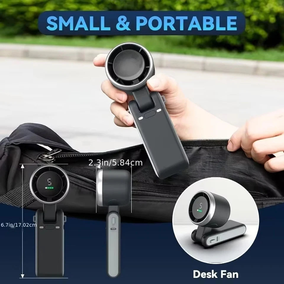 Handheld Folding Fan Type-C Charge Ports Portable