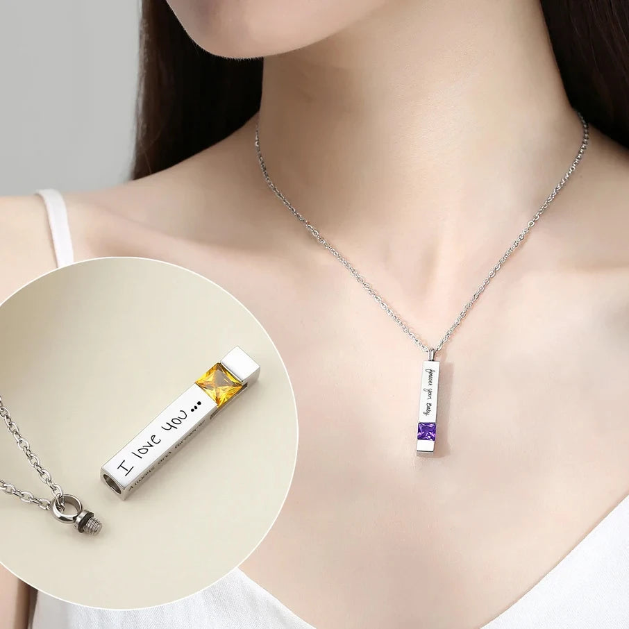 Handwriting Necklace Cremation Jewelry Name Memorial Diamond Perfume Bottle