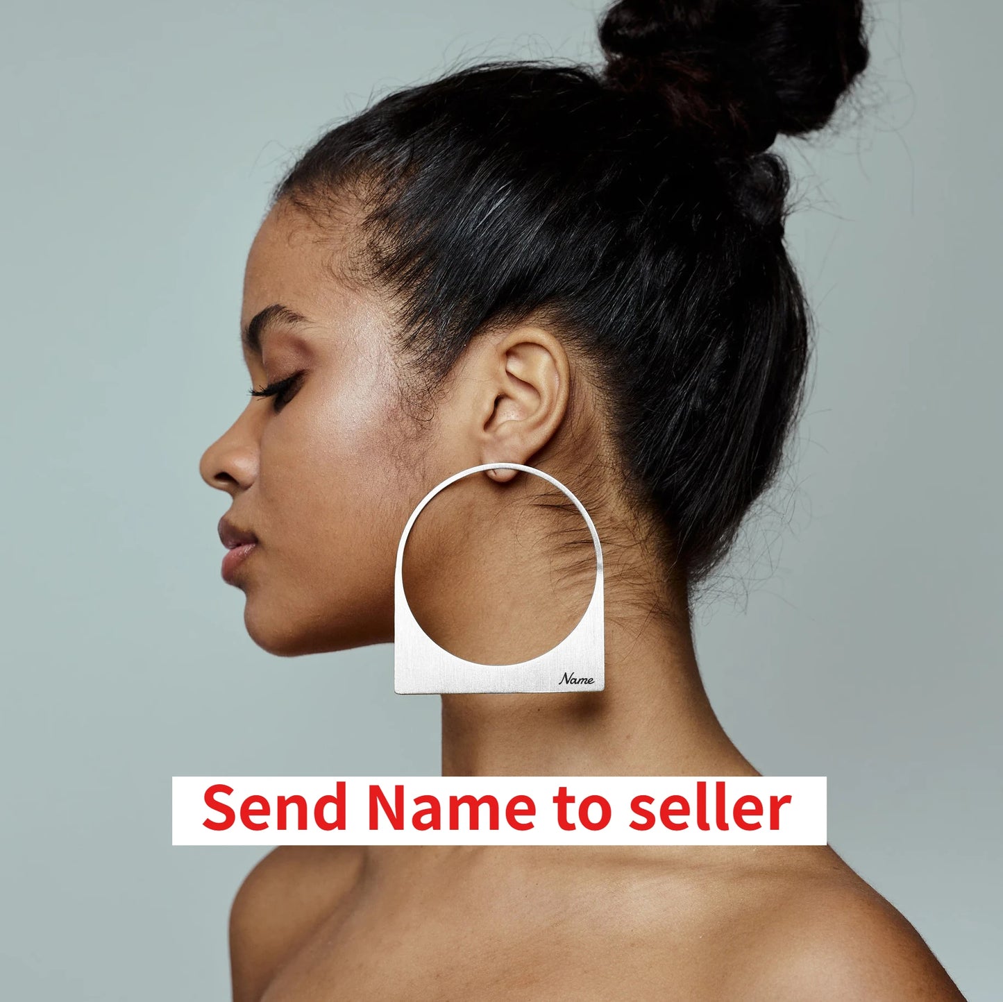 African Large Hoop Earring with Custom Name Middle East Dubai 18K Gold P - BOGO Free 🔥