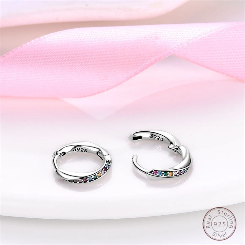 925 Sterling Silver Earrings Charm Simple Shiny Zirconia - Buy One Get