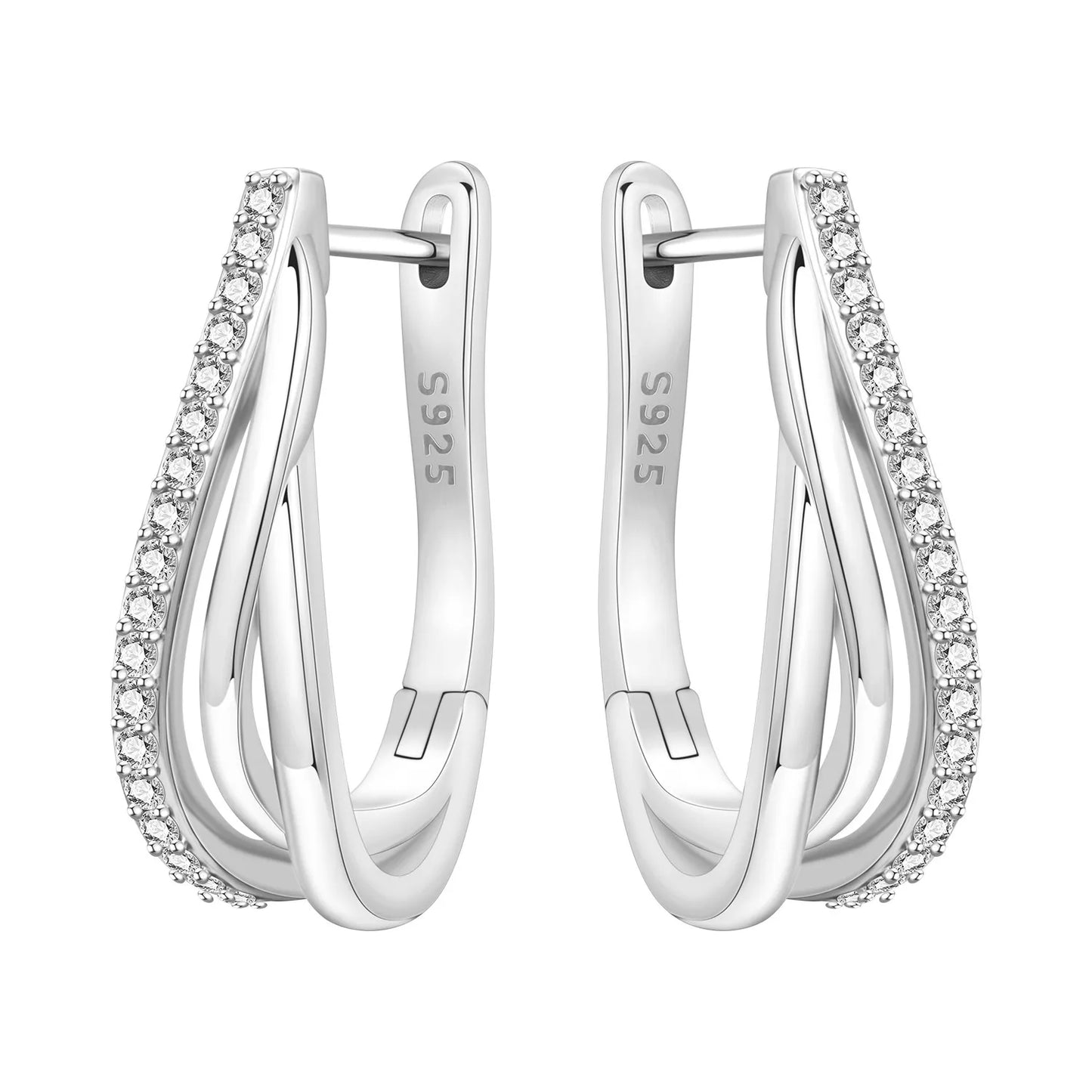 925 Sterling Silver Double Loop Drop Earrings for Women | Minimalist Dangle Earrings