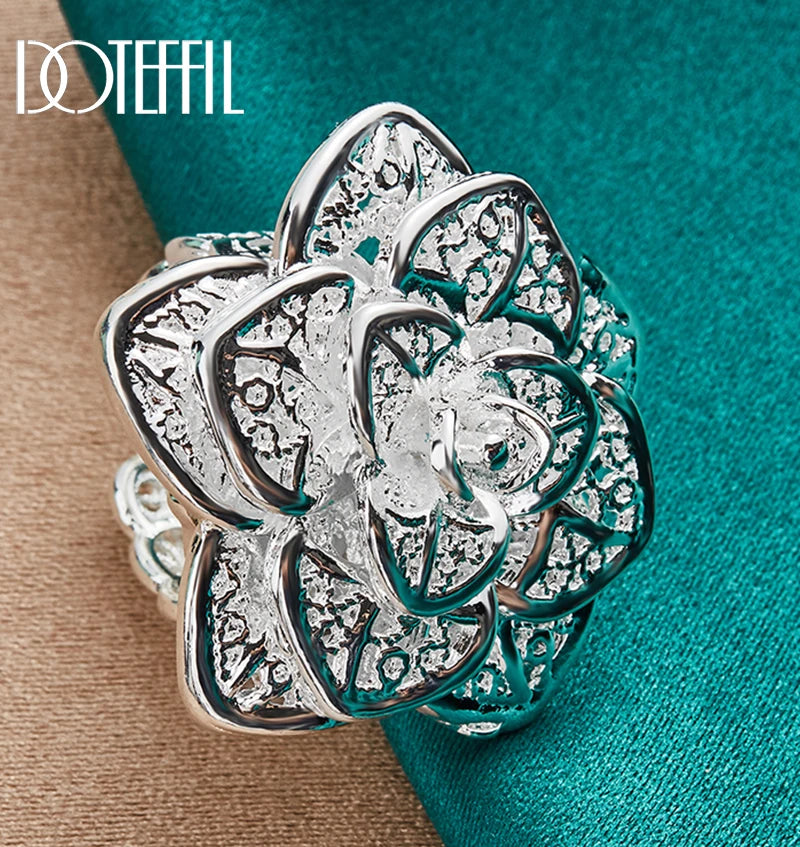 925 Sterling Silver Rose Flower Open Ring -Buy one get one free🔥