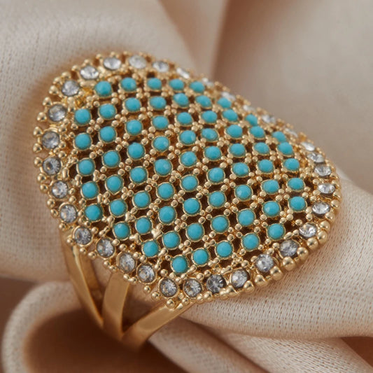 Retro Bohemian Fashion Set Zircon Oval Ring