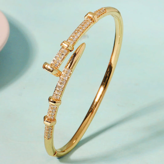 Classic Stainless Steel Woman's Nail Bracelet