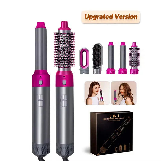 New Hair Dryer Multi Hair Styler 5 in1 Curling Iron Hair Straightener With Hair Brush