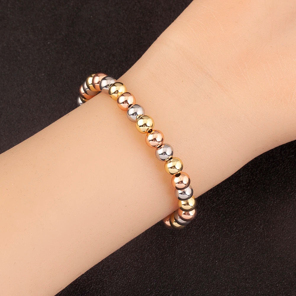 New tri color Retro Colorful Round Beads Charm Bracelets