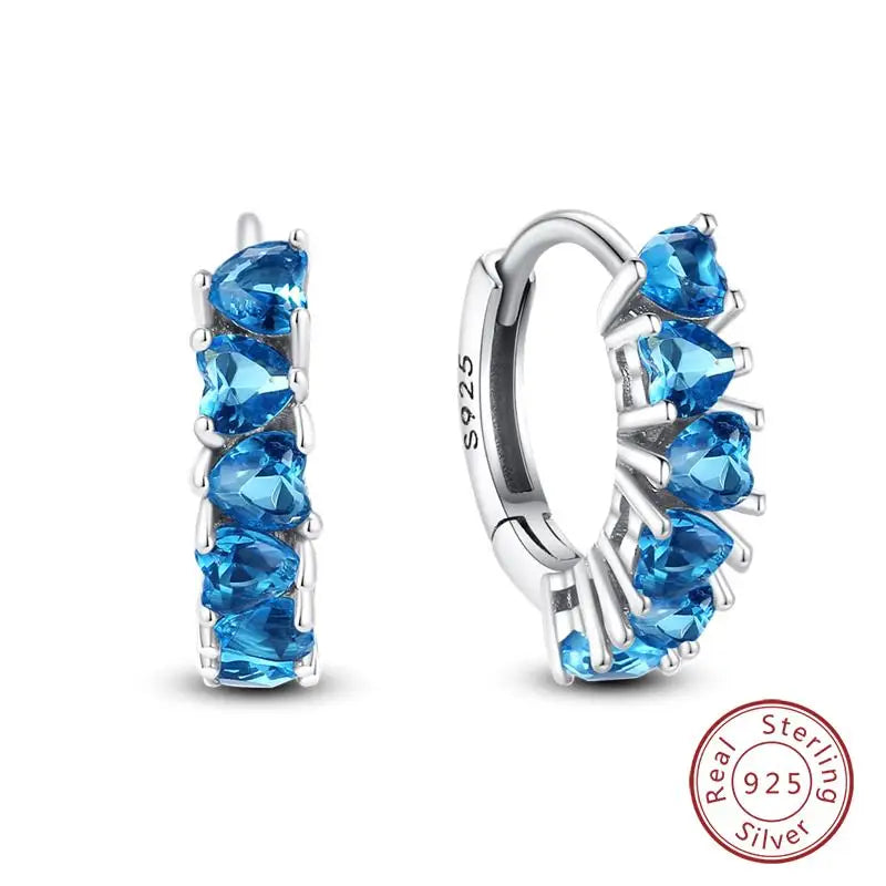 925 Sterling Silver Earrings Charm Simple Shiny Zirconia - Buy One Get