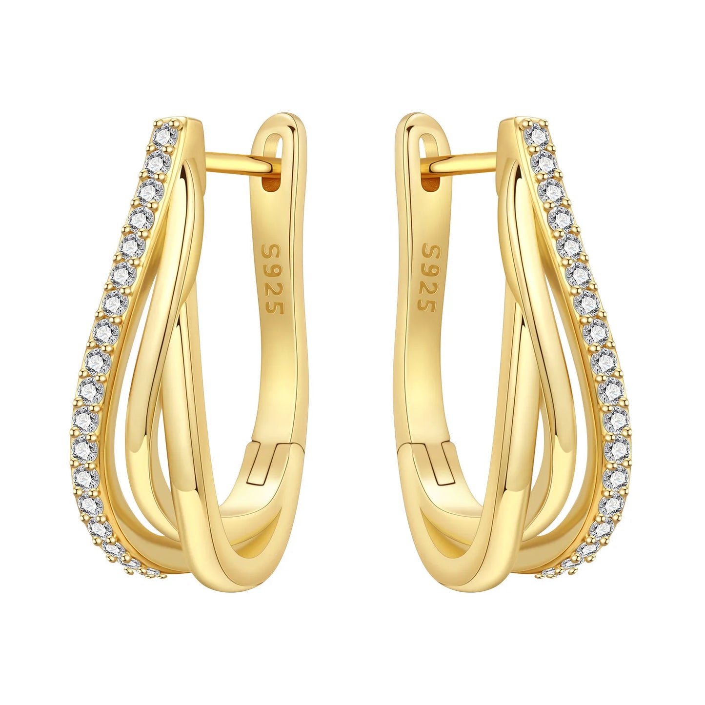 925 Sterling Silver Double Loop Drop Earrings for Women | Minimalist Dangle Earrings