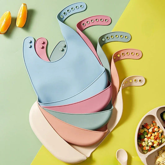 Baby Bib Adjustable Waterproof Bibs Babies Soft Edible Silicone - Buy One Get Two Free 🔥