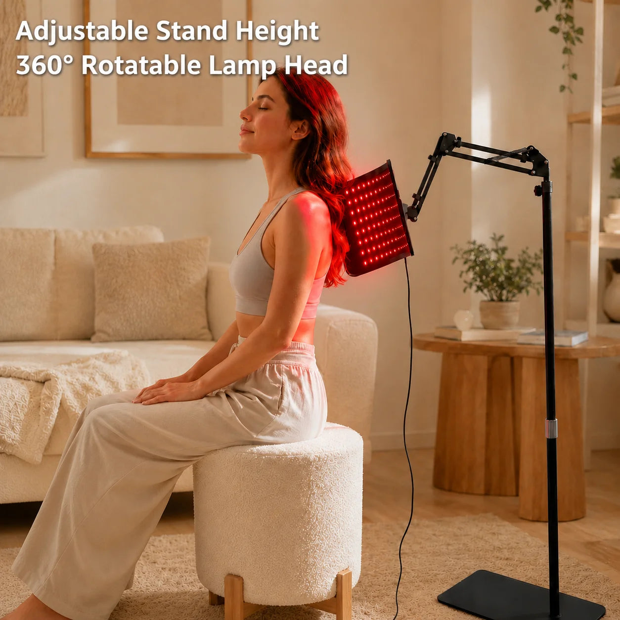 Red Light LED Lamp For Face and Body Home Use  Adjustable Stand with Timer