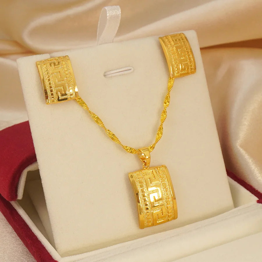 Ethiopian Jewelry Set Gold Eritrean Ethnic Style