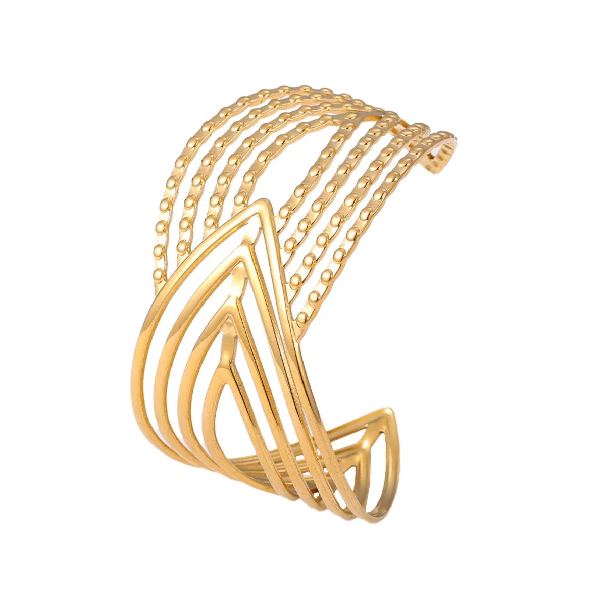 Hollow Geometry Opening Cuff Bangles for Women Gold-plated Stainless Steel