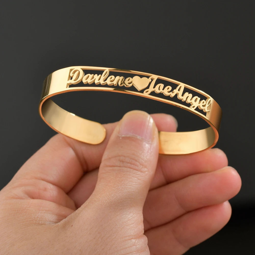 Stainless Steel Personalized letter Cuff Bangles Bracelets for Woman 🔥 Buy One Get One Free