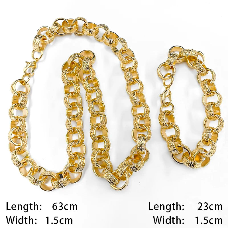 Long Chain Golden Choker TJewelry Set