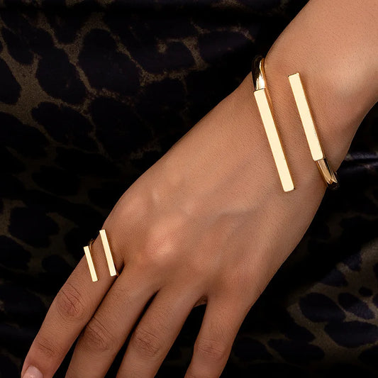 Geometric Open Bracelet Ring Set - Buy One Get One Free 🔥
