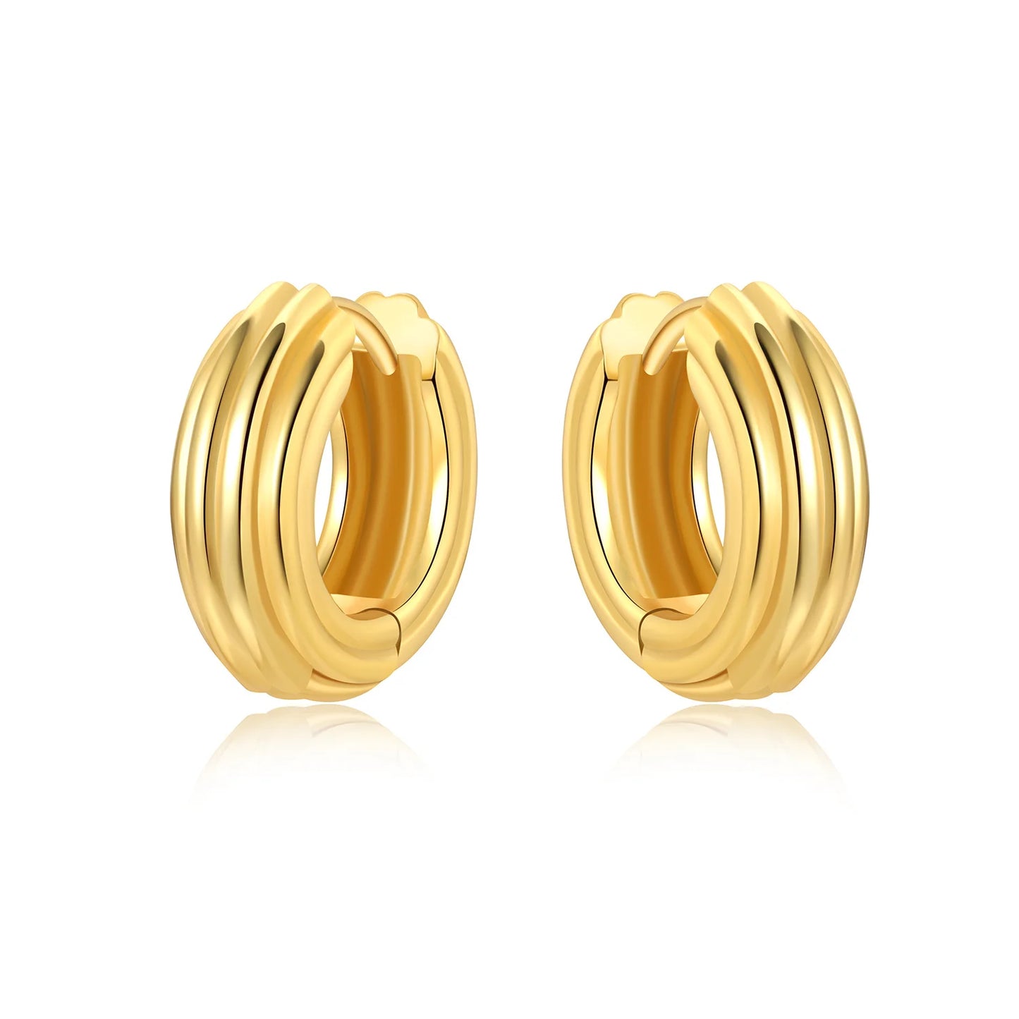 S925 Sterling Silver 18K Gold Square Hoop Earrings