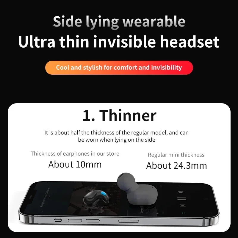 NEW Invisible Sleep Wireless Earphones IPX5 Waterproof