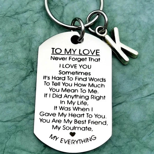 Stainless Steel Letter Keychain, To My Love Alphabet Keychain