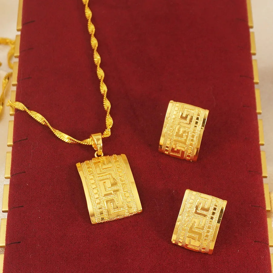 Ethiopian Jewelry Set Gold Eritrean Ethnic Style